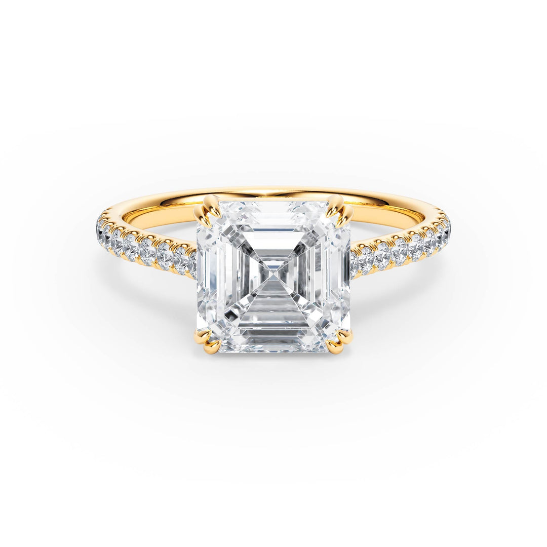 Elevé Asscher Diamond Engagement Ring with Pavé Band - R1205 in Ring by 18 KARATS INC.