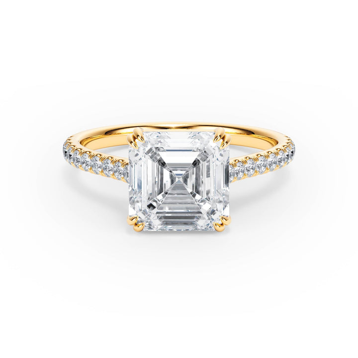 Elevé Asscher Diamond Engagement Ring with Pavé Band - R1205 in Ring by 18 KARATS INC.