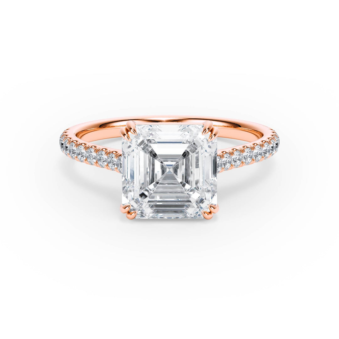 Elevé Asscher Diamond Engagement Ring with Pavé Band - R1205 in Ring by 18 KARATS INC.