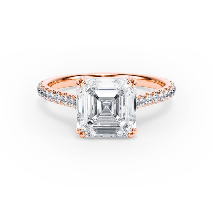 Elevé Asscher Diamond Engagement Ring with Pavé Band - R1205 in Ring by 18 KARATS INC.