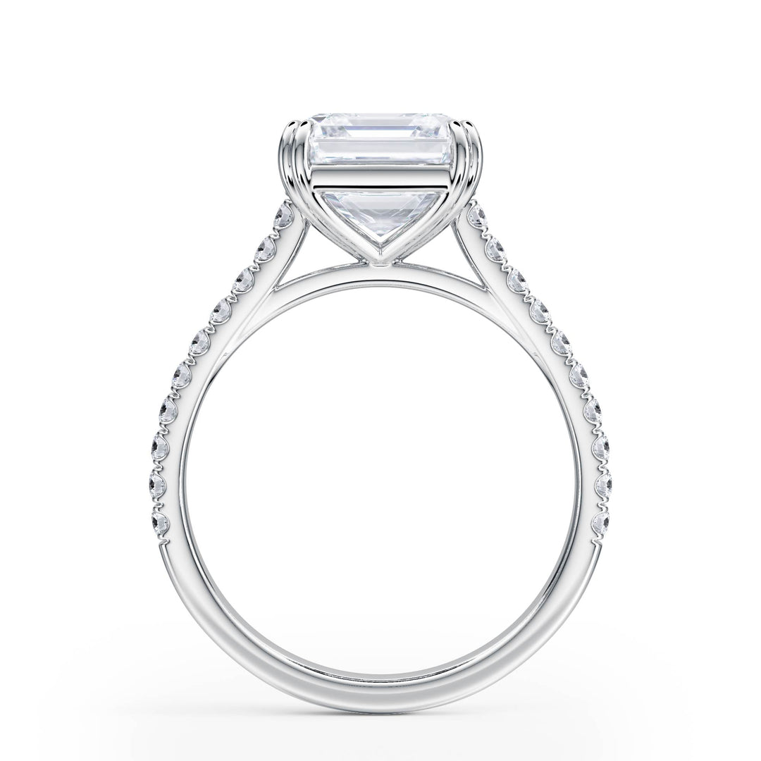 Elevé Asscher Diamond Engagement Ring with Pavé Band - R1205 in Ring by 18 KARATS INC.