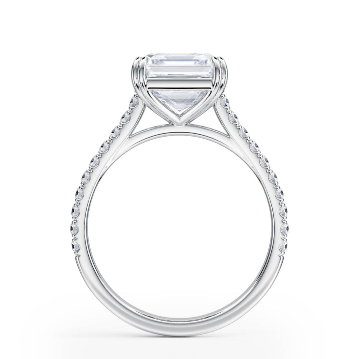 Elevé Asscher Diamond Engagement Ring with Pavé Band - R1205 in Ring by 18 KARATS INC.