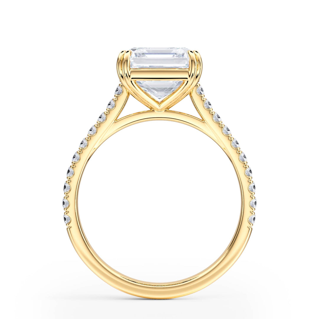 Elevé Asscher Diamond Engagement Ring with Pavé Band - R1205 in Ring by 18 KARATS INC.