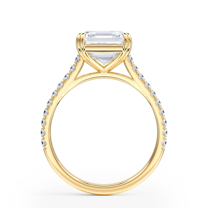 Elevé Asscher Diamond Engagement Ring with Pavé Band - R1205 in Ring by 18 KARATS INC.