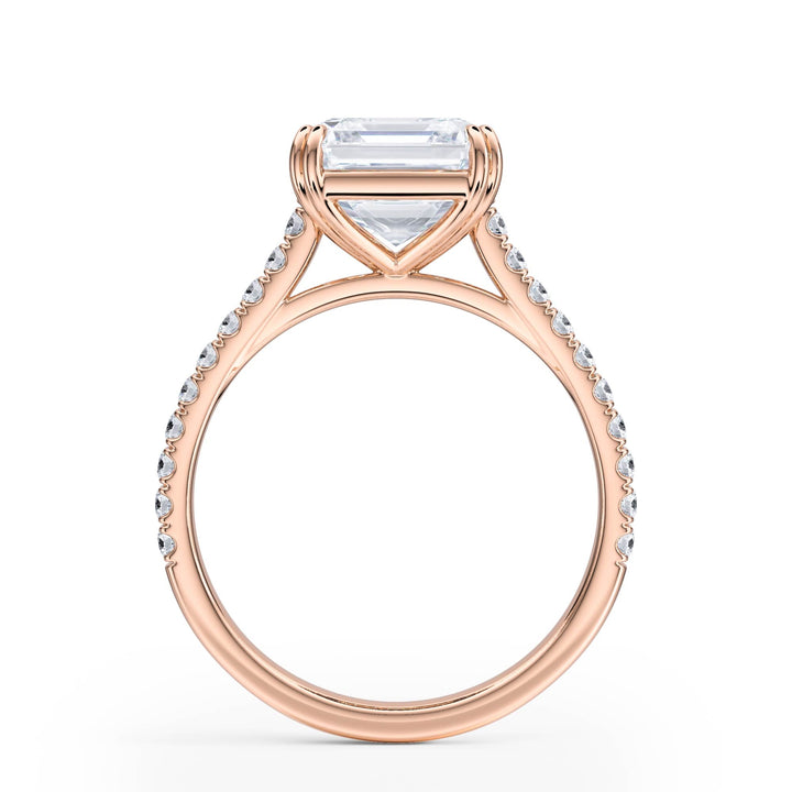 Elevé Asscher Diamond Engagement Ring with Pavé Band - R1205 in Ring by 18 KARATS INC.