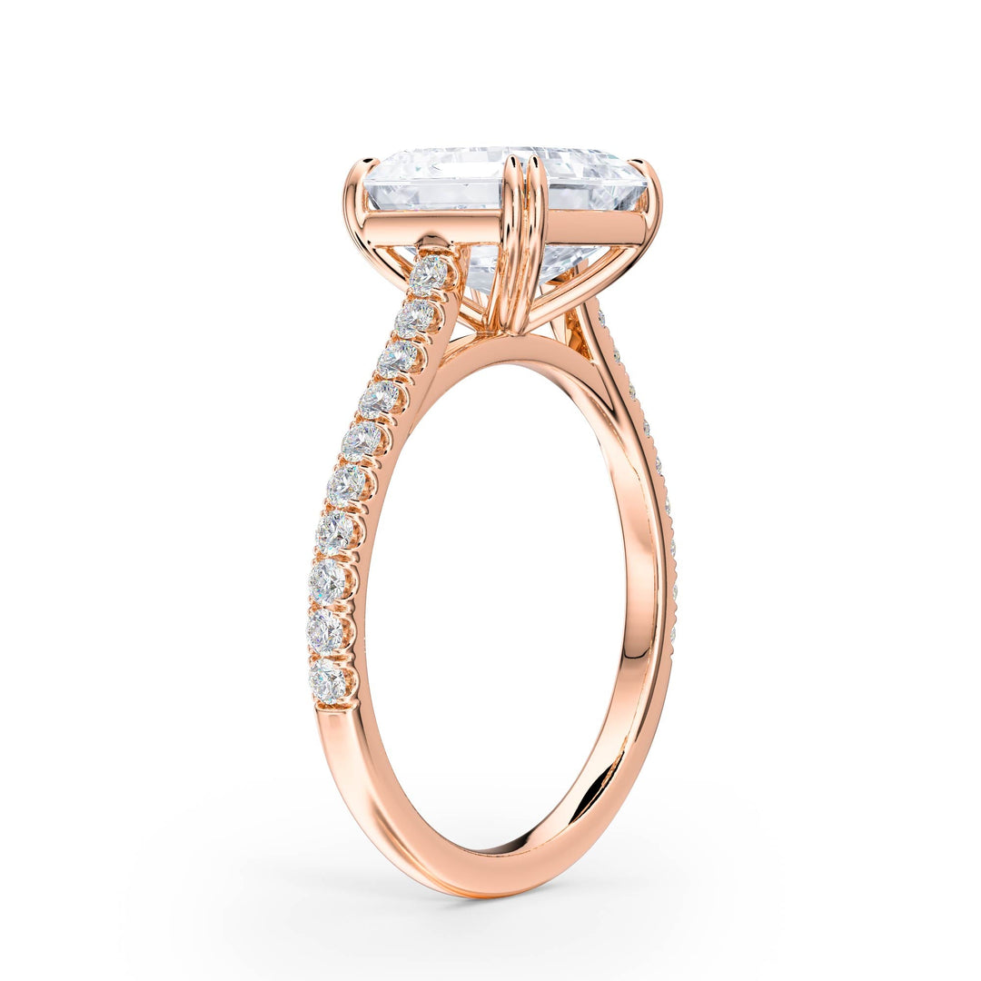 Elevé Asscher Diamond Engagement Ring with Pavé Band - R1205 in Ring by 18 KARATS INC.