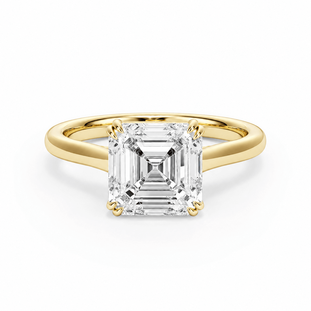 Elevé Cathedral Asscher Diamond Engagement Ring with Double Prong in Ring by 18 KARATS INC.