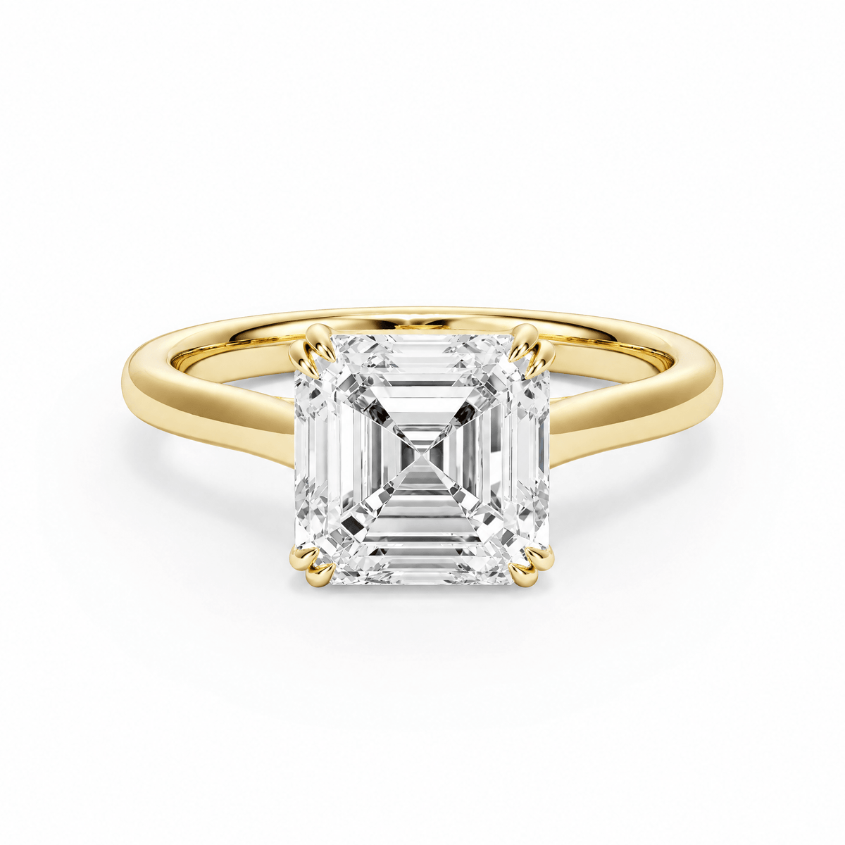 Elevé Cathedral Asscher Diamond Engagement Ring with Double Prong in Ring by 18 KARATS INC.