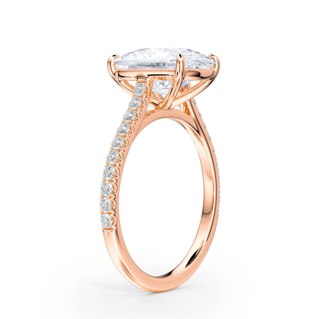 Elevé Cathedral Elongated Cushion Diamond Engagement Ring - R1254 in Ring by 18 KARATS INC.