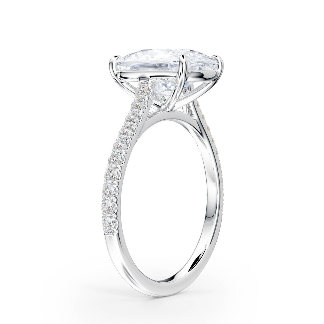 Elevé Cathedral Elongated Cushion Diamond Engagement Ring - R1254 in Ring by 18 KARATS INC.