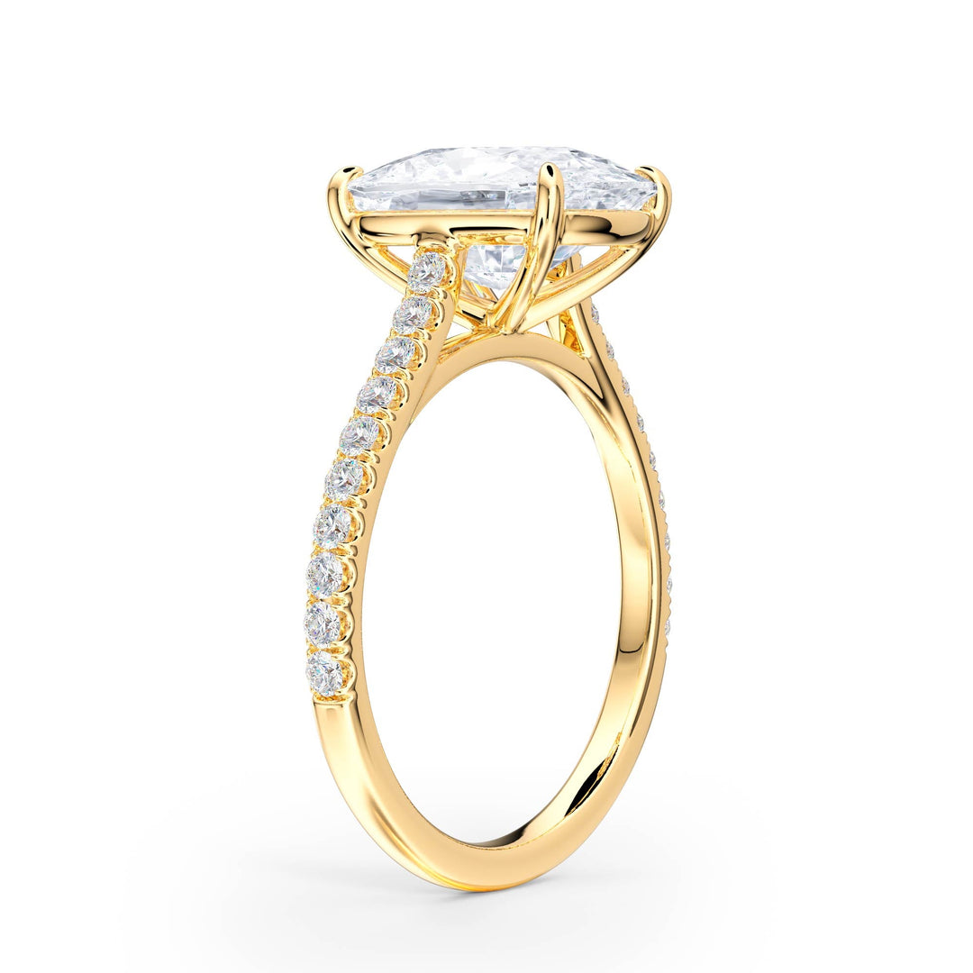 Elevé Cathedral Elongated Cushion Diamond Engagement Ring - R1254 in Ring by 18 KARATS INC.