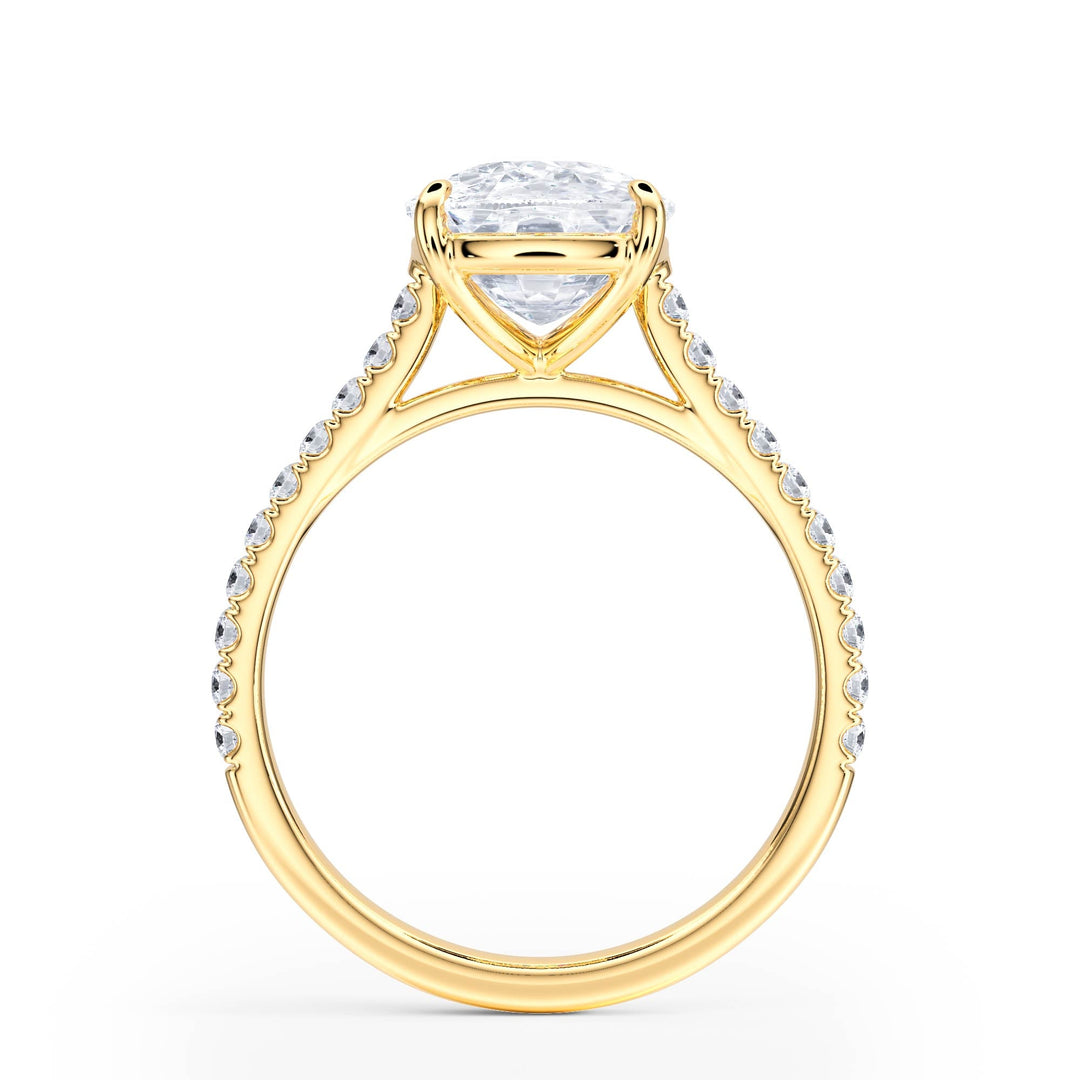 Elevé Cathedral Elongated Cushion Diamond Engagement Ring - R1254 in Ring by 18 KARATS INC.