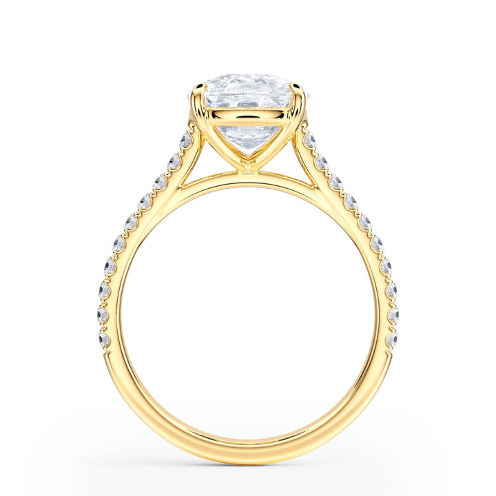 Elevé Cathedral Elongated Cushion Diamond Engagement Ring - R1254 in Ring by 18 KARATS INC.