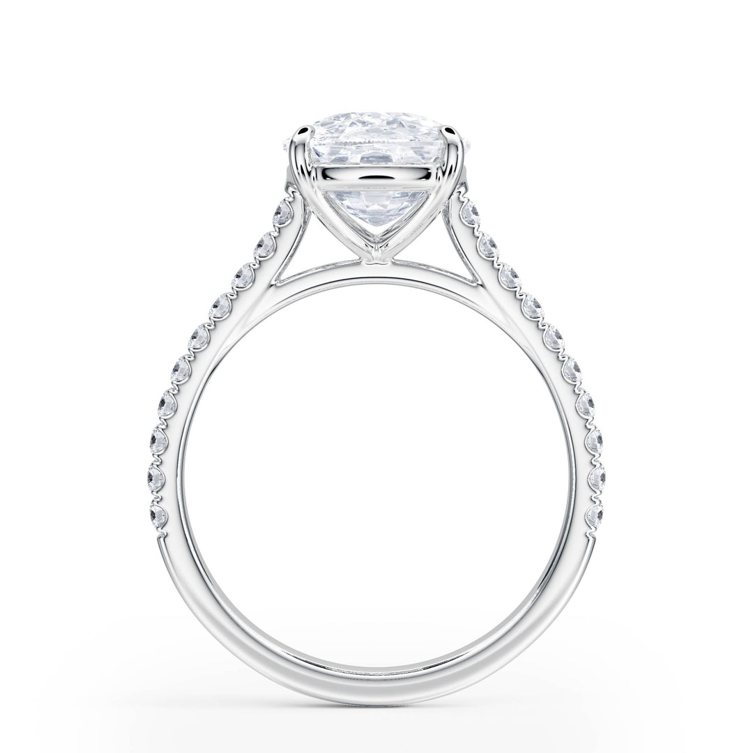 Elevé Cathedral Elongated Cushion Diamond Engagement Ring - R1254 in Ring by 18 KARATS INC.