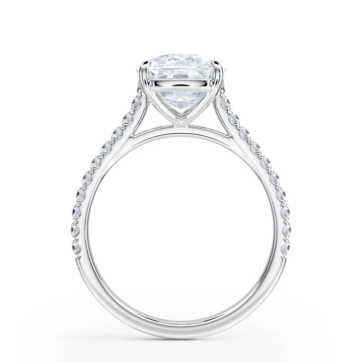 Elevé Cathedral Elongated Cushion Diamond Engagement Ring - R1254 in Ring by 18 KARATS INC.