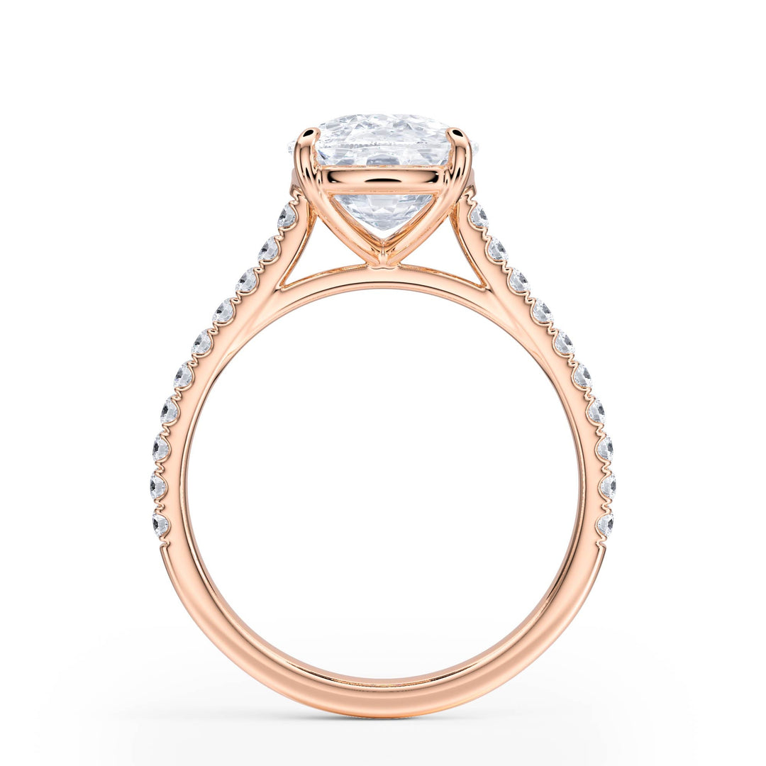 Elevé Cathedral Elongated Cushion Diamond Engagement Ring - R1254 in Ring by 18 KARATS INC.