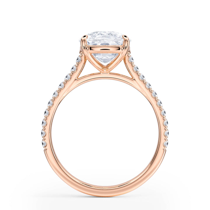 Elevé Cathedral Elongated Cushion Diamond Engagement Ring - R1254 in Ring by 18 KARATS INC.