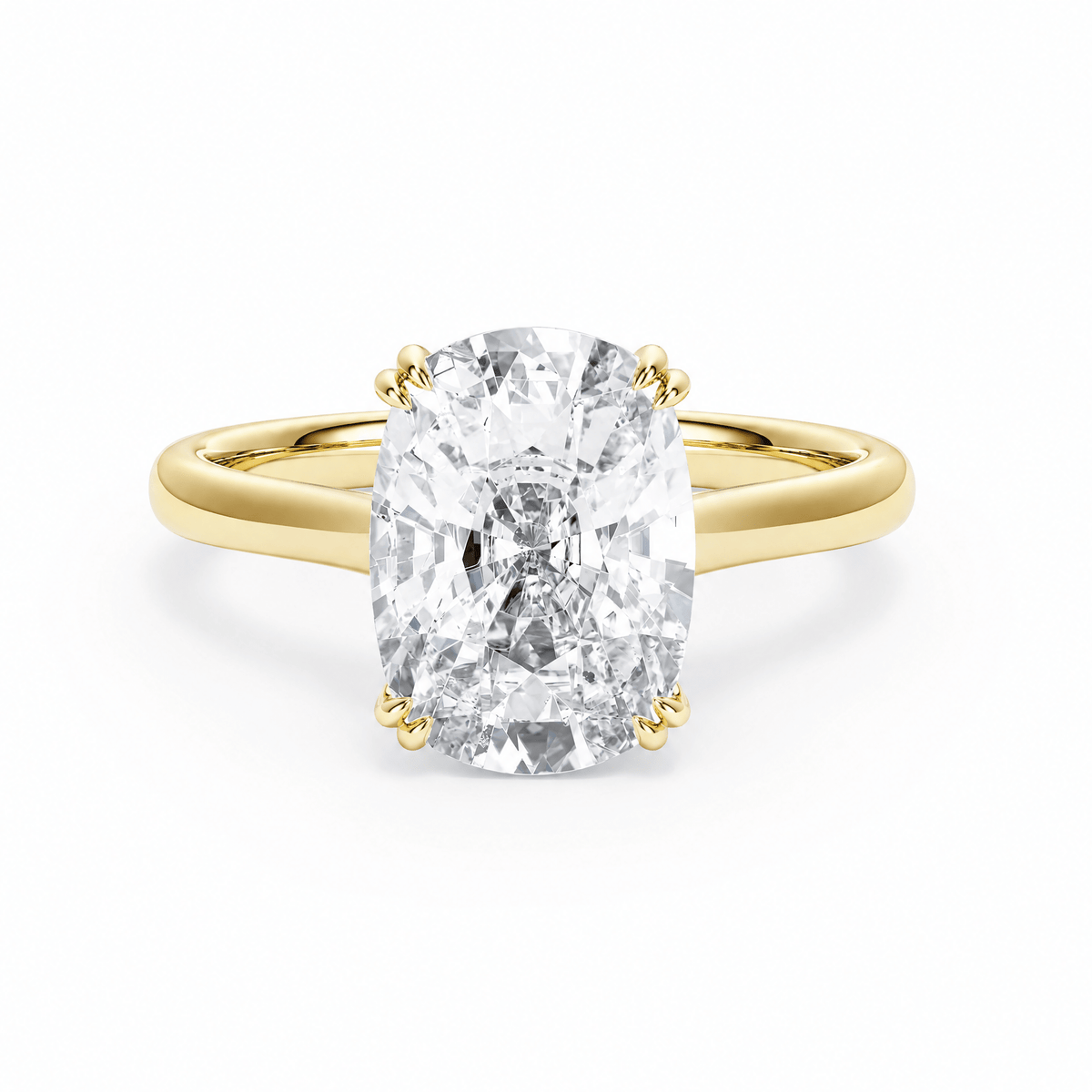 Elevé Cathedral Elongated Cushion Lab Diamond Engagement Ring with Double Prong in Ready Rings by 18 KARATS INC.