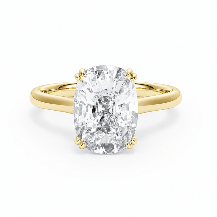 Elevé Cathedral Elongated Cushion Lab Diamond Engagement Ring with Double Prong in Ready Rings by 18 KARATS INC.