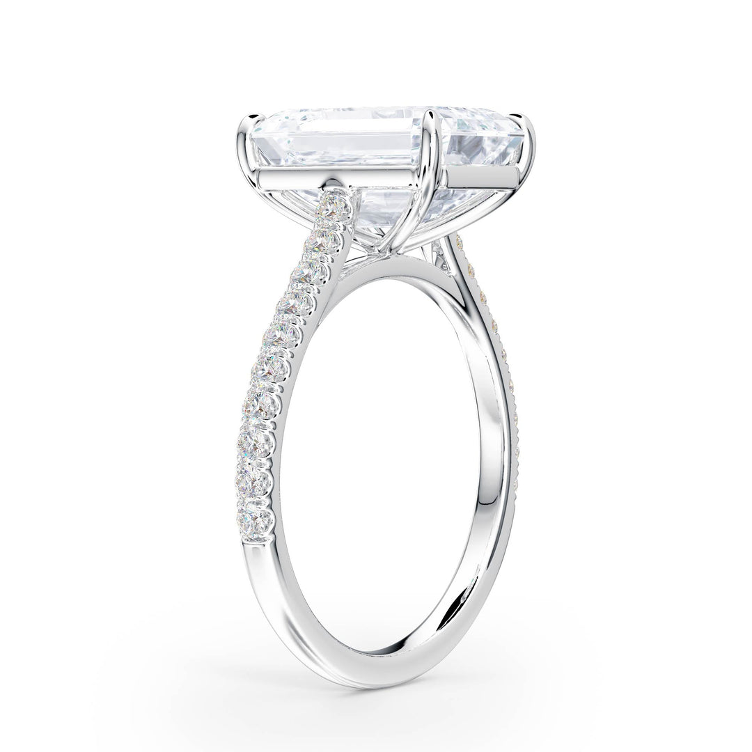 Elevé Cathedral Emerald Diamond Engagement Ring - R1252 in Ring by 18 KARATS INC.