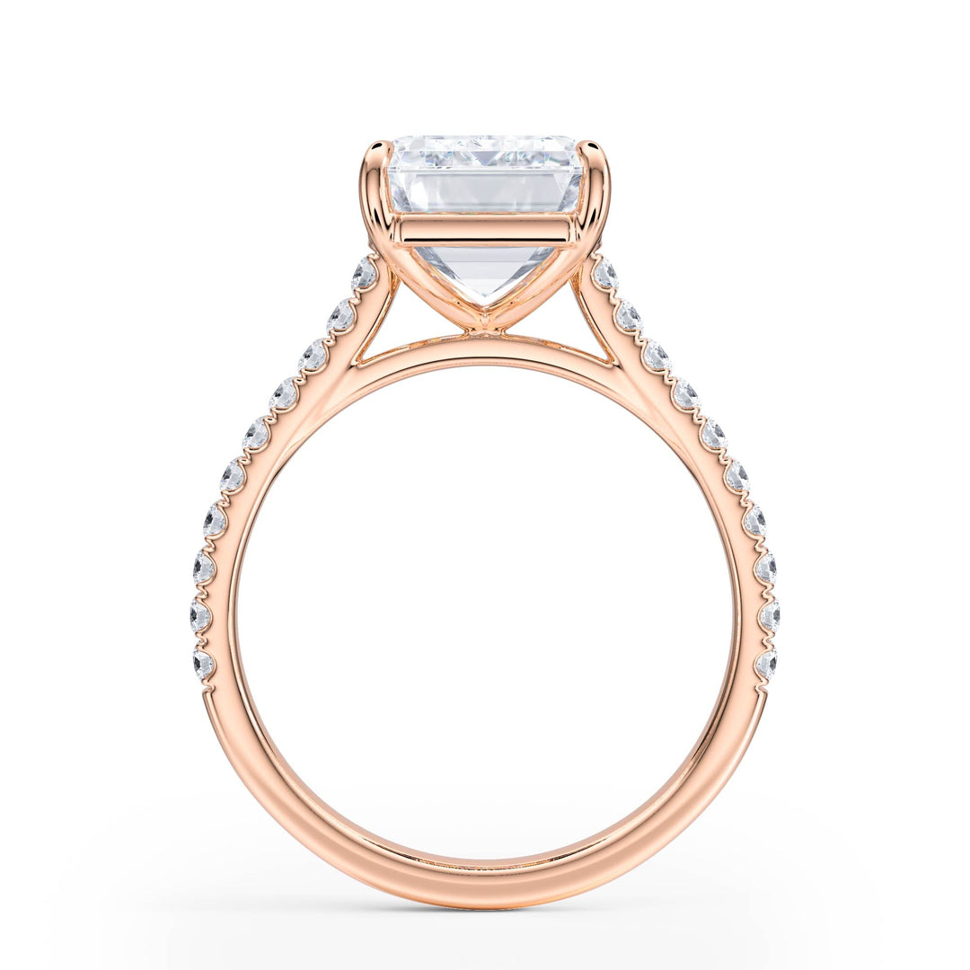 Elevé Cathedral Emerald Diamond Engagement Ring - R1252 in Ring by 18 KARATS INC.