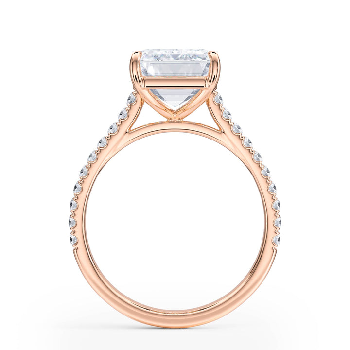 Elevé Cathedral Emerald Diamond Engagement Ring - R1252 in Ring by 18 KARATS INC.