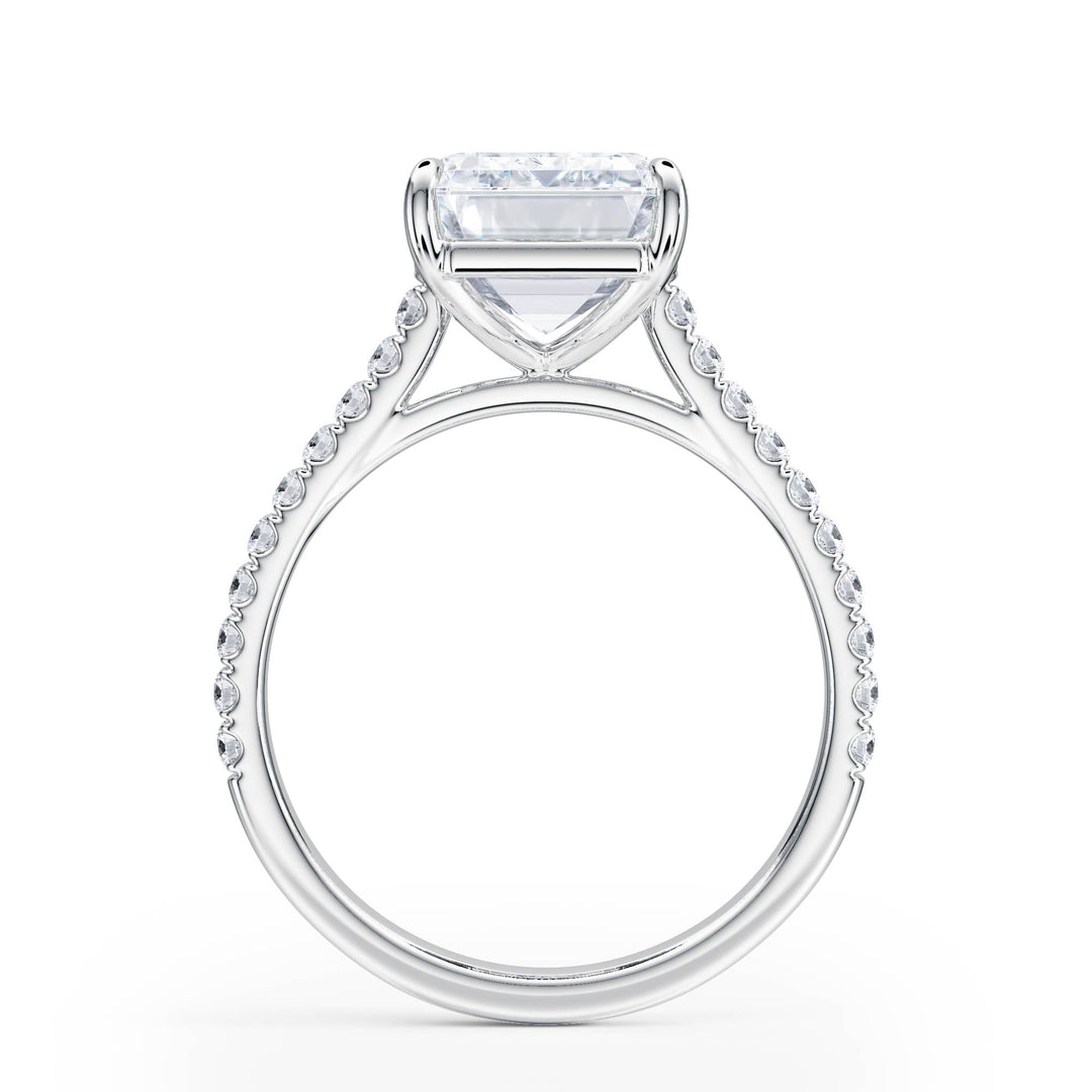 Elevé Cathedral Emerald Diamond Engagement Ring - R1252 in Ring by 18 KARATS INC.