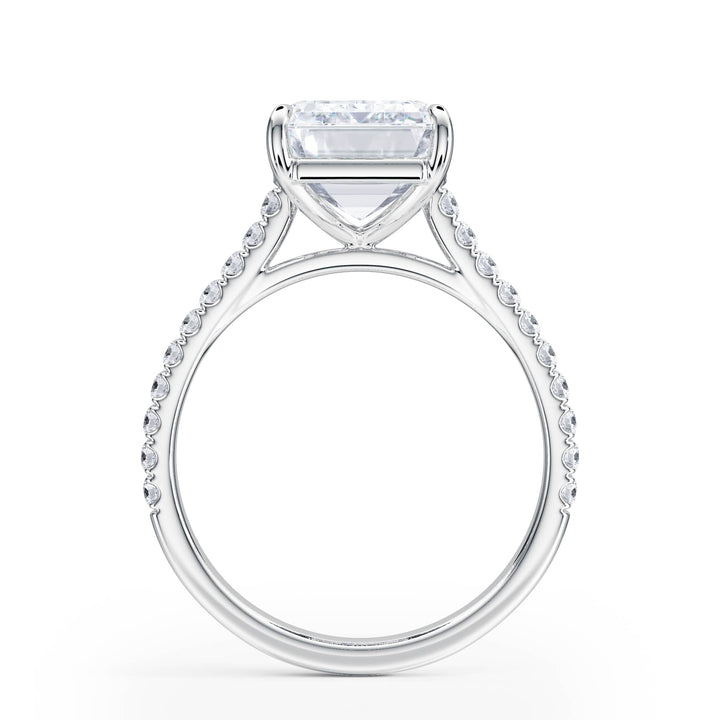 Elevé Cathedral Emerald Diamond Engagement Ring - R1252 in Ring by 18 KARATS INC.