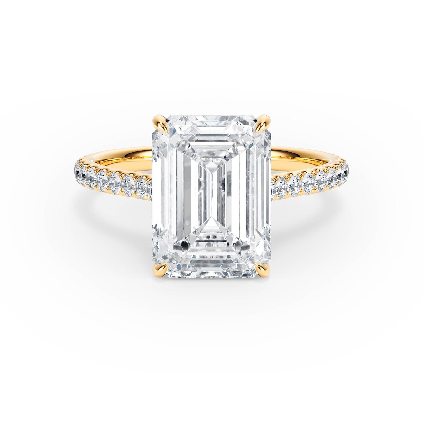 Elevé Cathedral Emerald Diamond Engagement Ring - R1252 in Ring by 18 KARATS INC.