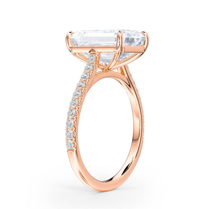 Elevé Cathedral Emerald Diamond Engagement Ring - R1252 in Ring by 18 KARATS INC.