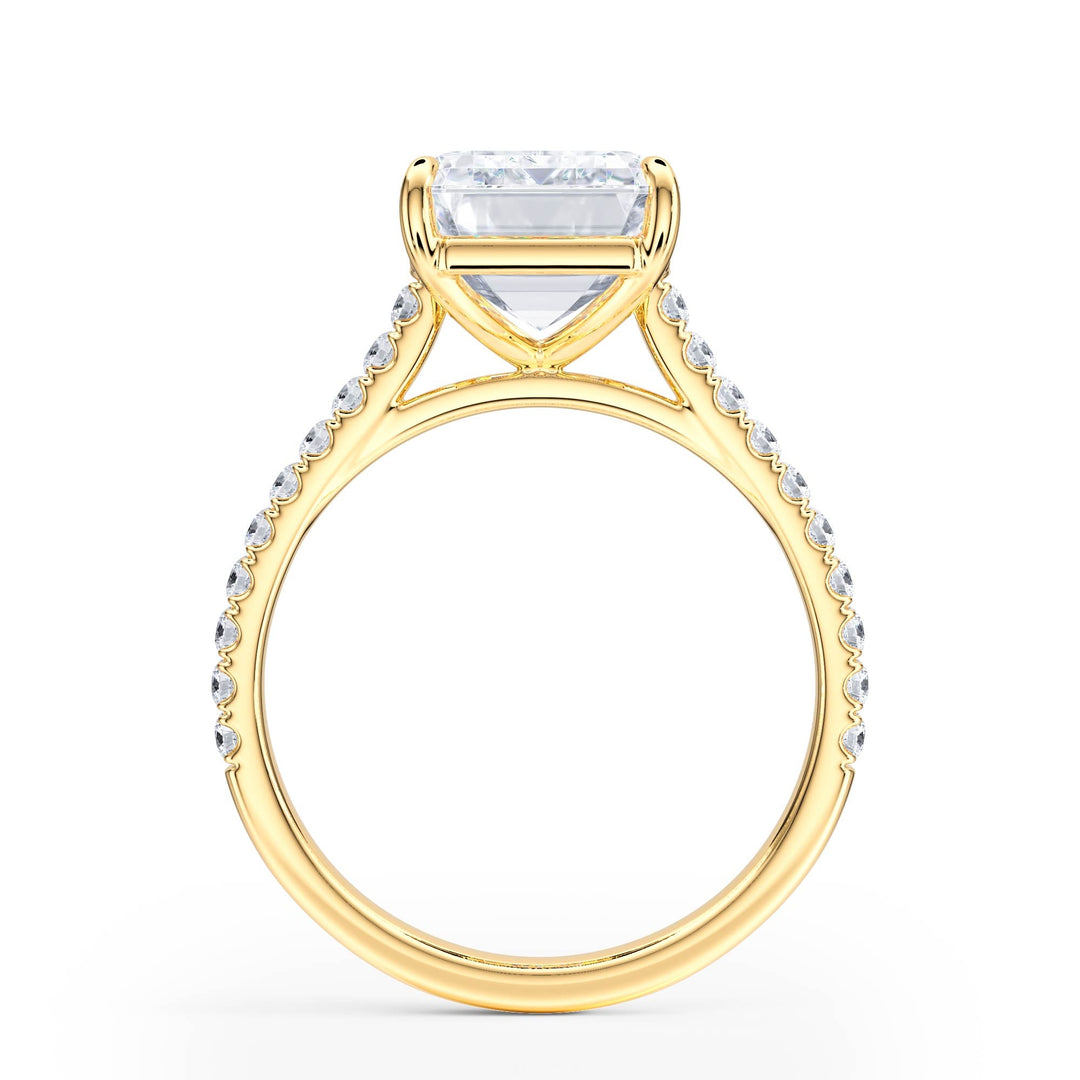 Elevé Cathedral Emerald Diamond Engagement Ring - R1252 in Ring by 18 KARATS INC.