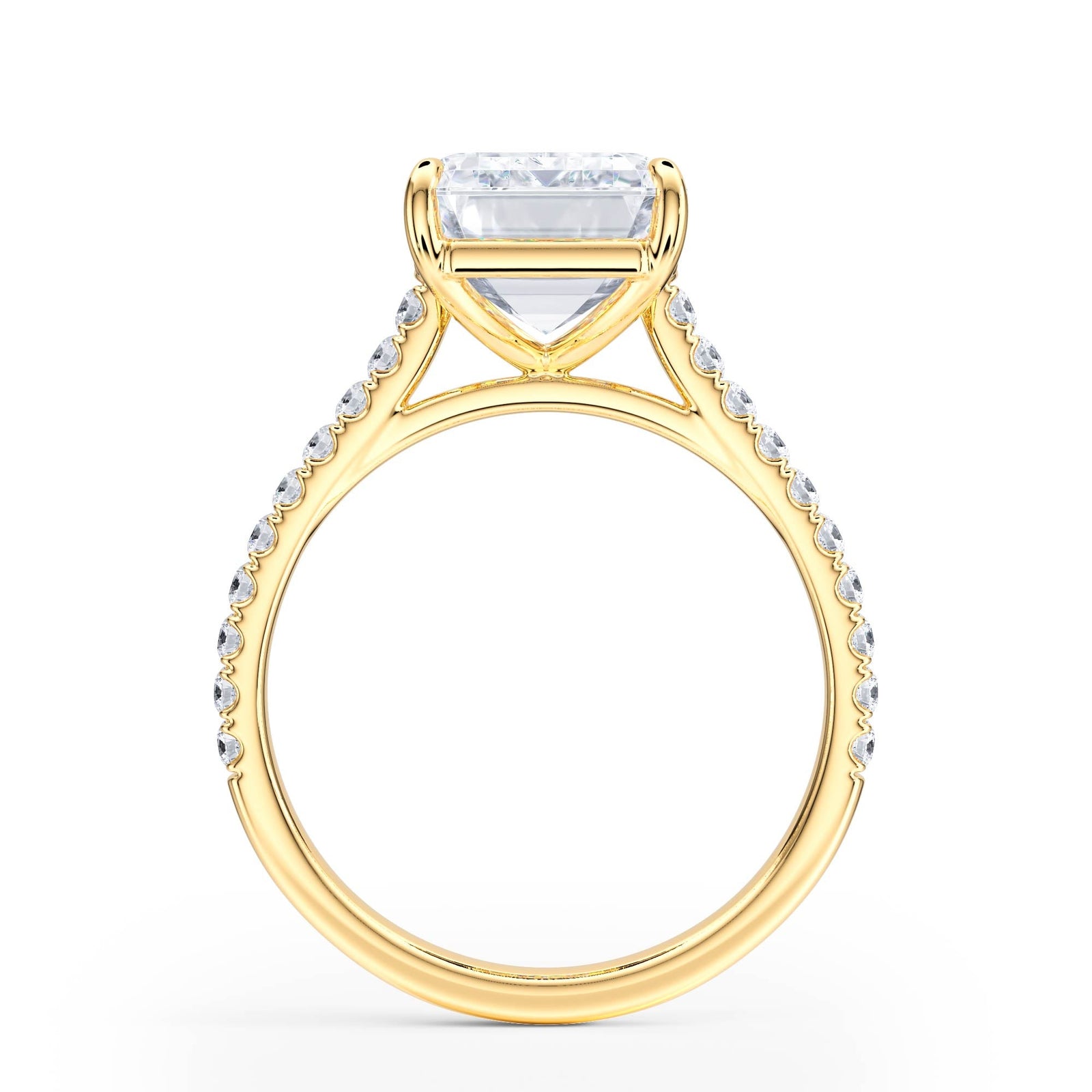 Elevé Cathedral Emerald Diamond Engagement Ring - R1252 in Ring by 18 KARATS INC.