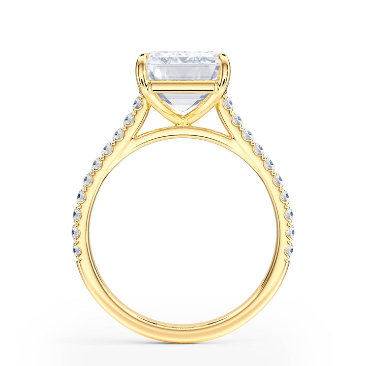 Elevé Cathedral Emerald Diamond Engagement Ring - R1252 in Ring by 18 KARATS INC.