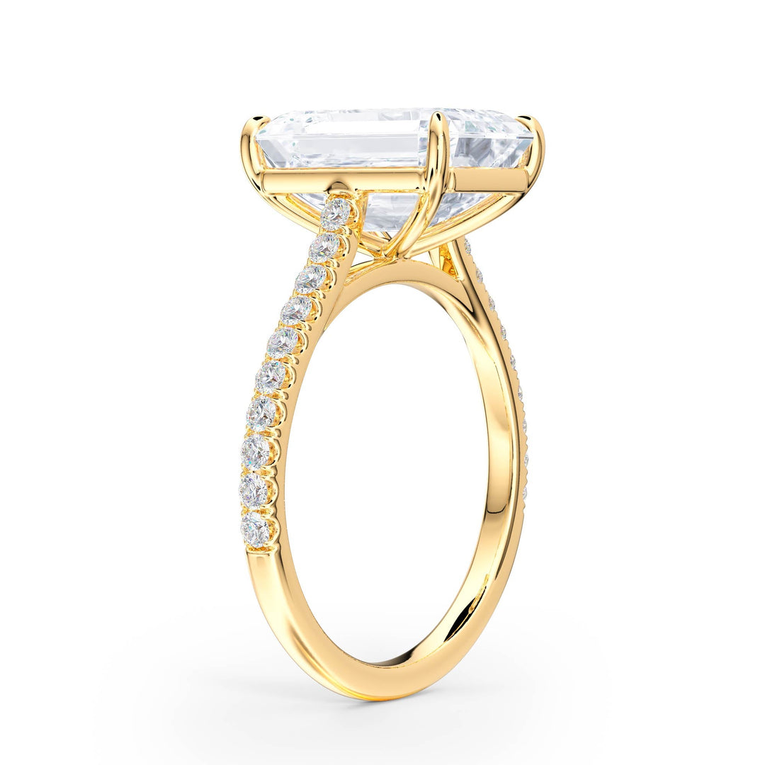 Elevé Cathedral Emerald Diamond Engagement Ring - R1252 in Ring by 18 KARATS INC.