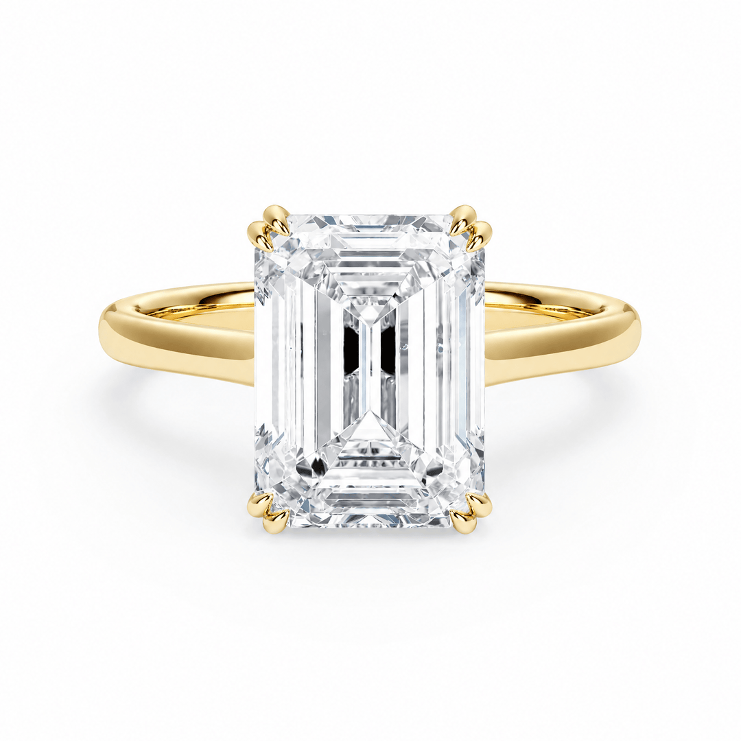 Elevé Cathedral Emerald Diamond Engagement Ring with Double Prong in Ring by 18 KARATS INC.