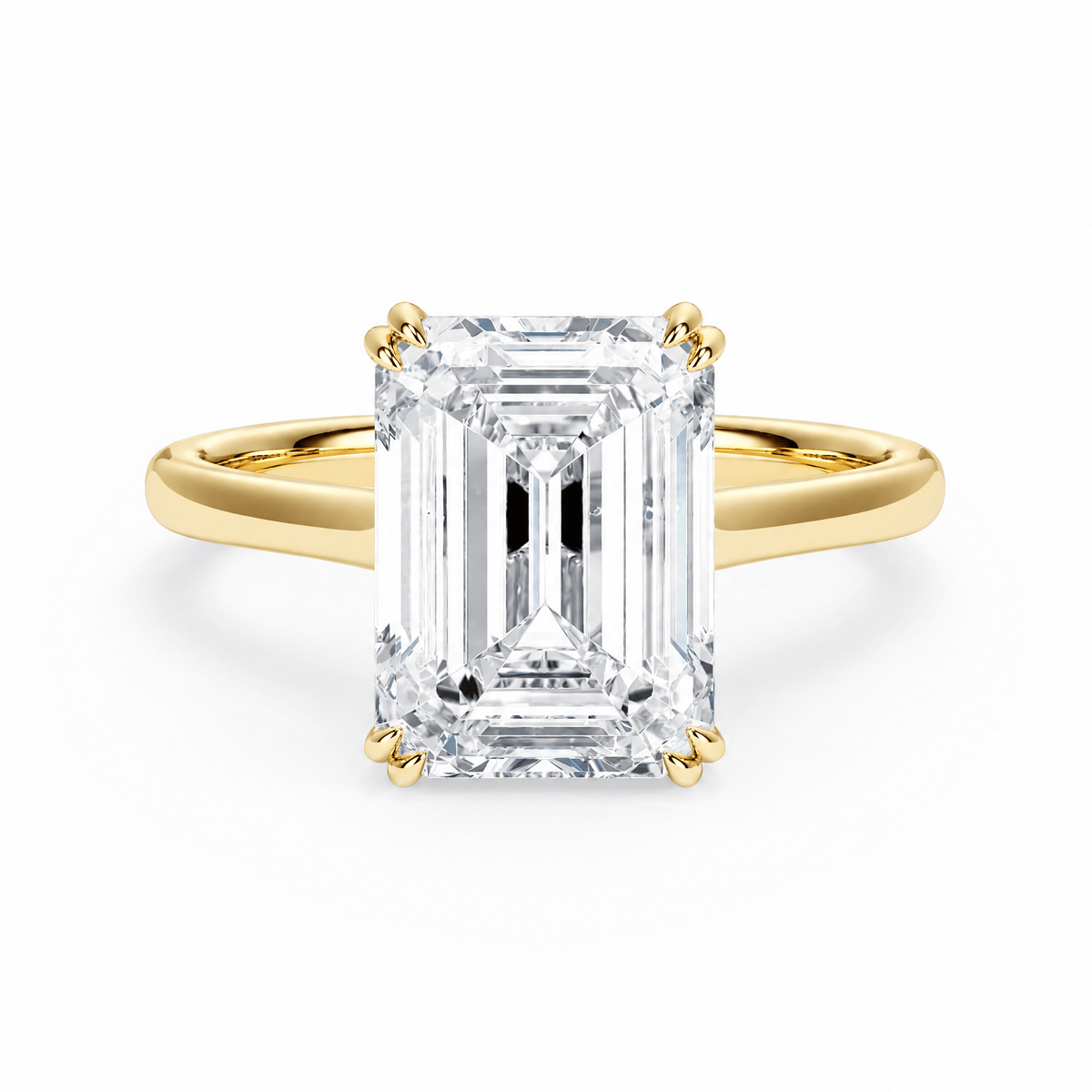 Elevé Cathedral Emerald Diamond Engagement Ring with Double Prong in Ring by 18 KARATS INC.