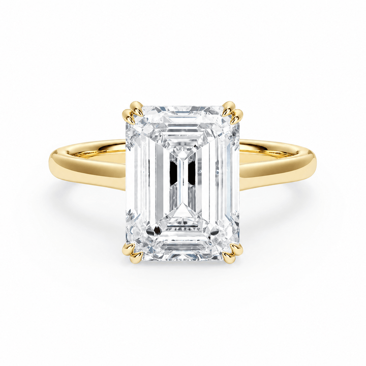 Elevé Cathedral Emerald Diamond Engagement Ring with Double Prong in Ring by 18 KARATS INC.