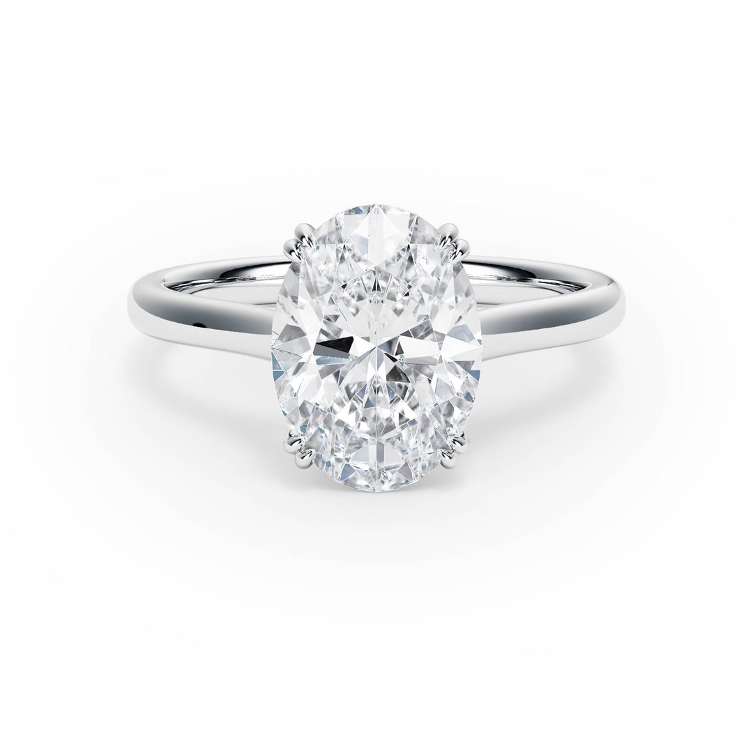 Elevé Cathedral Oval Diamond Engagement Ring - R1228 in Ring by 18 KARATS INC.
