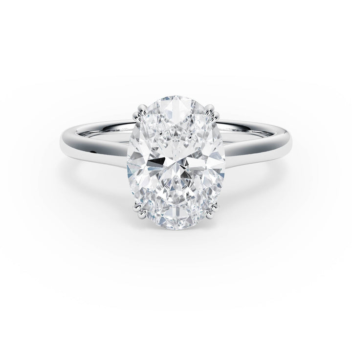 Elevé Cathedral Oval Diamond Engagement Ring - R1228 in Ring by 18 KARATS INC.