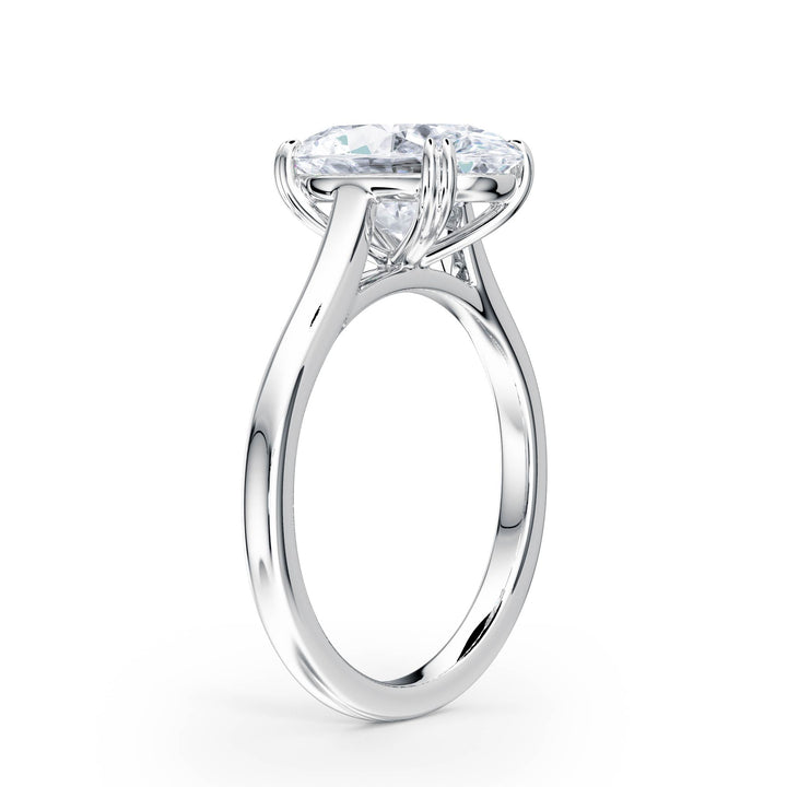 Elevé Cathedral Oval Diamond Engagement Ring - R1228 in Ring by 18 KARATS INC.