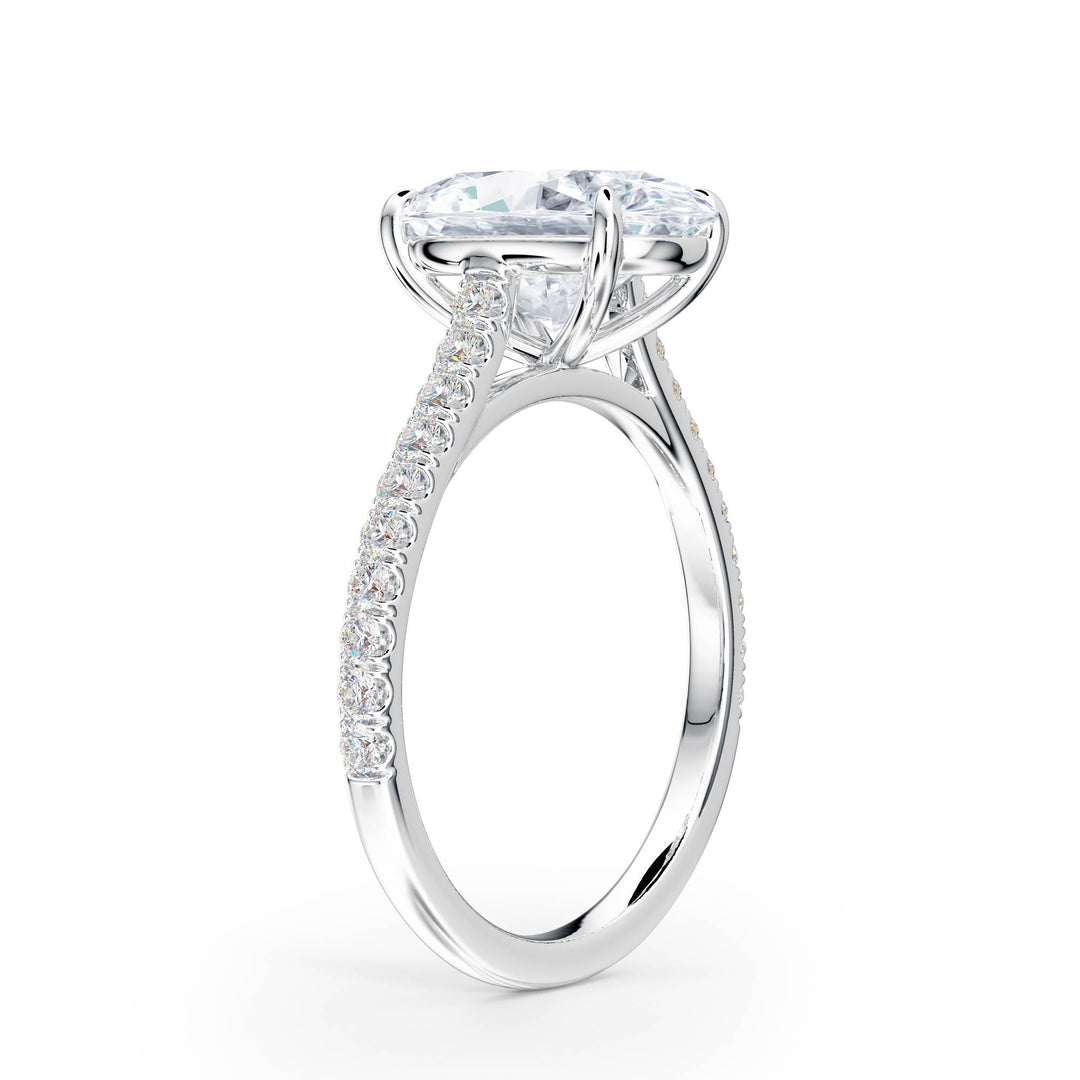Elevé Cathedral Oval Diamond Engagement Ring - R1249 in Ring by 18 KARATS INC.