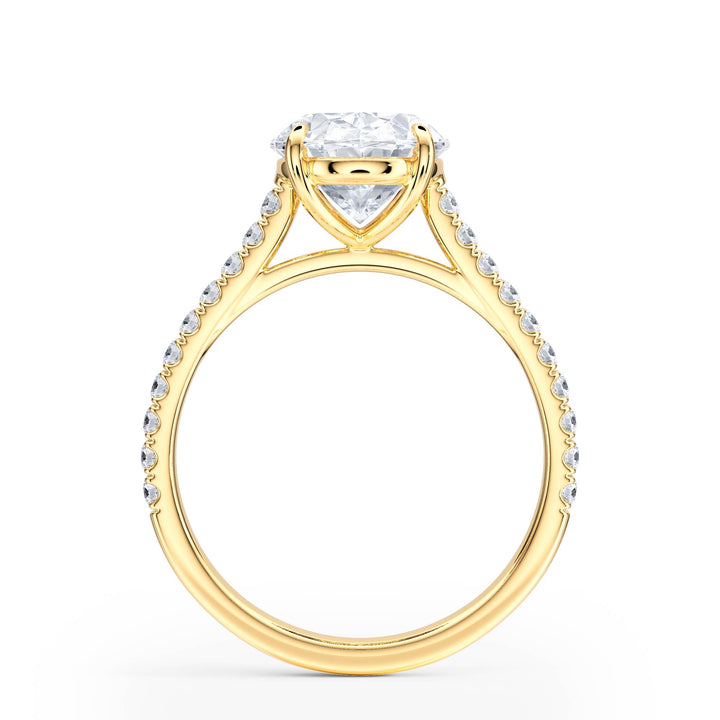 Elevé Cathedral Oval Diamond Engagement Ring - R1249 in Ring by 18 KARATS INC.