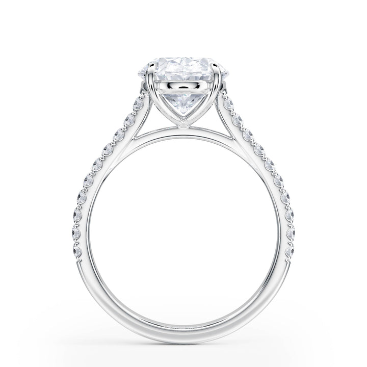 Elevé Cathedral Oval Diamond Engagement Ring - R1249 in Ring by 18 KARATS INC.