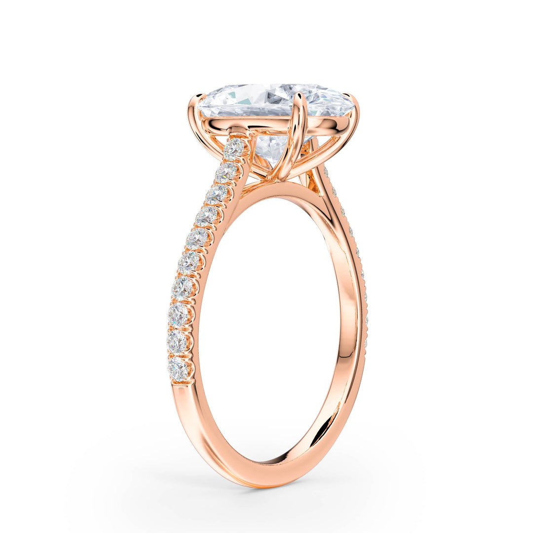 Elevé Cathedral Oval Diamond Engagement Ring - R1249 in Ring by 18 KARATS INC.