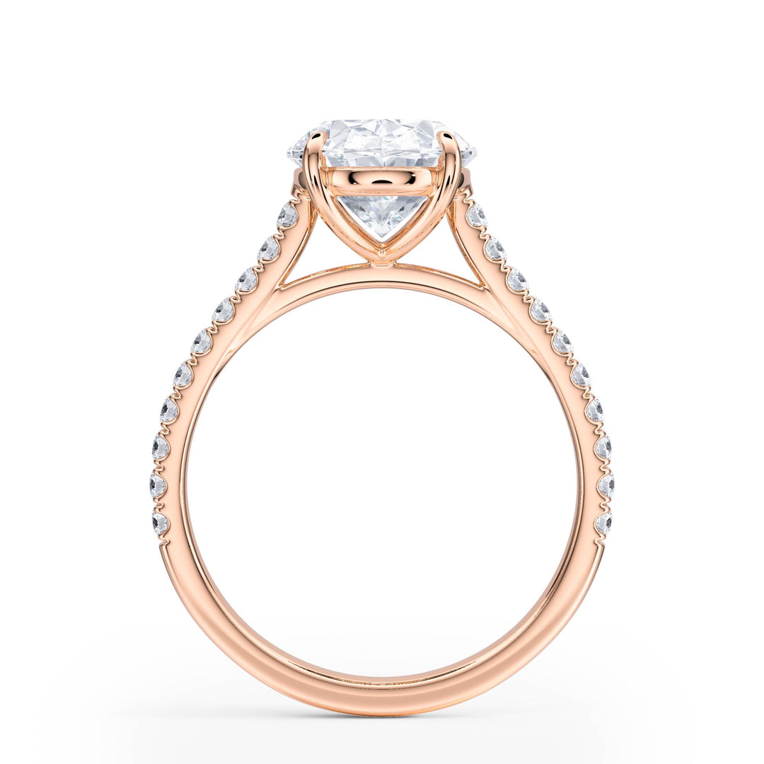 Elevé Cathedral Oval Diamond Engagement Ring - R1249 in Ring by 18 KARATS INC.