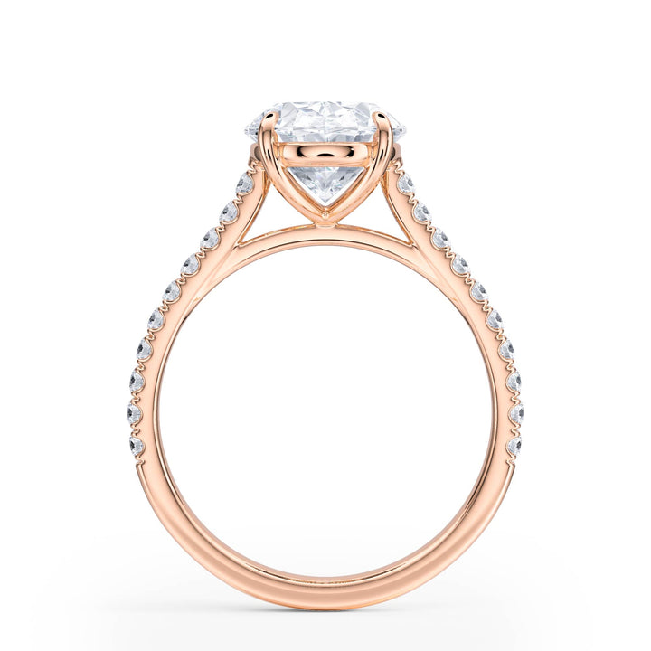 Elevé Cathedral Oval Diamond Engagement Ring - R1249 in Ring by 18 KARATS INC.