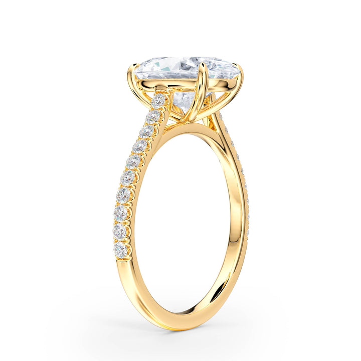 Elevé Cathedral Oval Diamond Engagement Ring - R1249 in Ring by 18 KARATS INC.