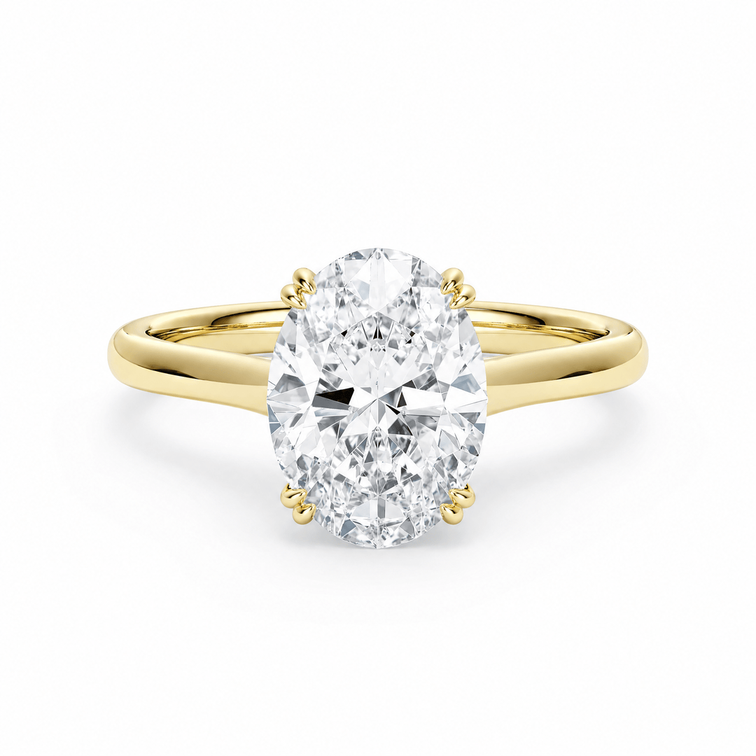 Elevé Cathedral Oval Lab Diamond Engagement Ring with Double Prong in Ready Rings by 18 KARATS INC.