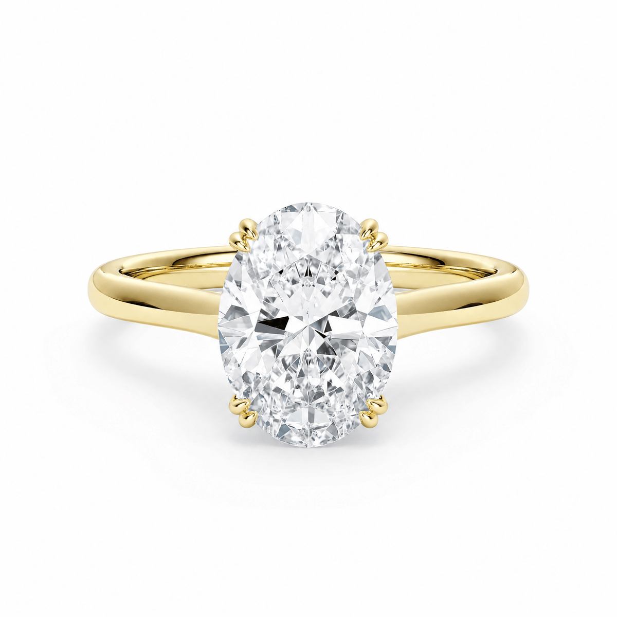 Elevé Cathedral Oval Lab Diamond Engagement Ring with Double Prong in Ready Rings by 18 KARATS INC.