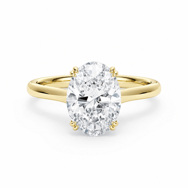 Elevé Cathedral Oval Lab Diamond Engagement Ring with Double Prong in Ready Rings by 18 KARATS INC.